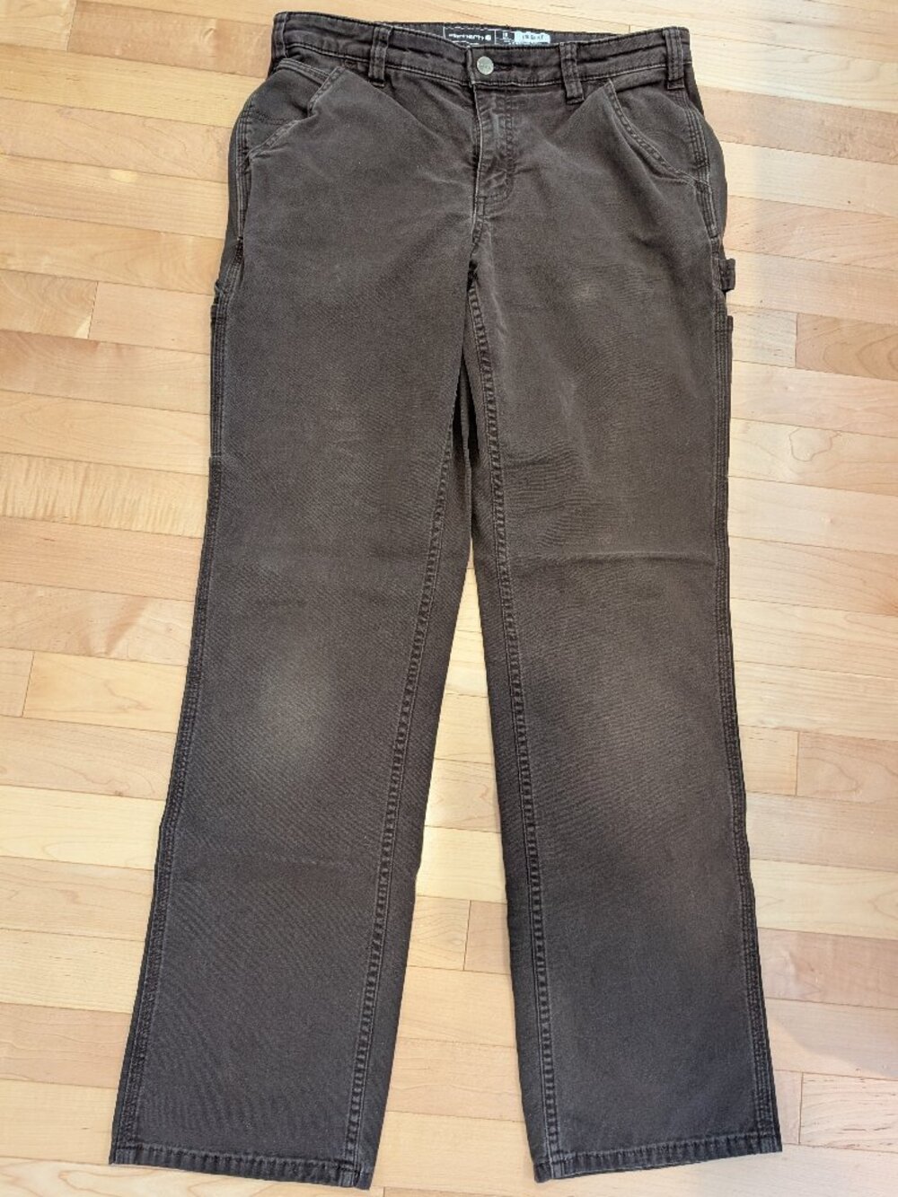 Carhartt Loose Fit Dark Brown Men's Carpenter Pants - Size 10 Tall